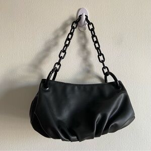 Ardene Black Faux Leather Chain Bucket Bag